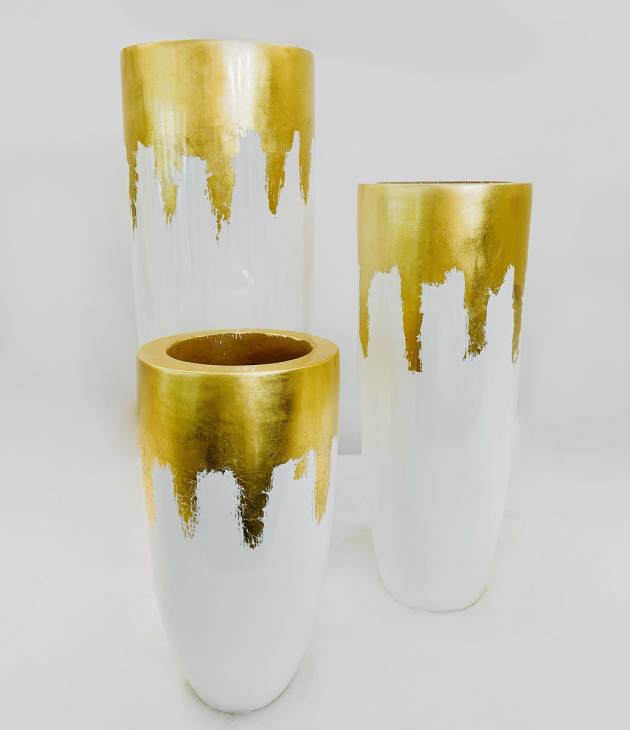 Vases Blancs et Dorés Luxueux
